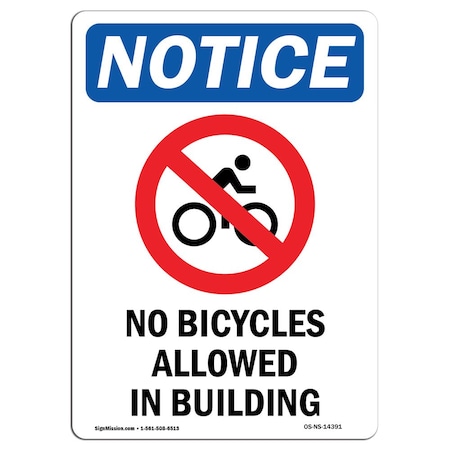Signmission OSHA Notice, 7" Height, No Bicycles Allowed Sign With Symbol, 7" X 5", Portrait OS-NS-D-57-V-14391